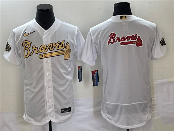 Men's Atlanta Braves 2022 All-Star White Team Big Logo Flex Base Stitched Jersey